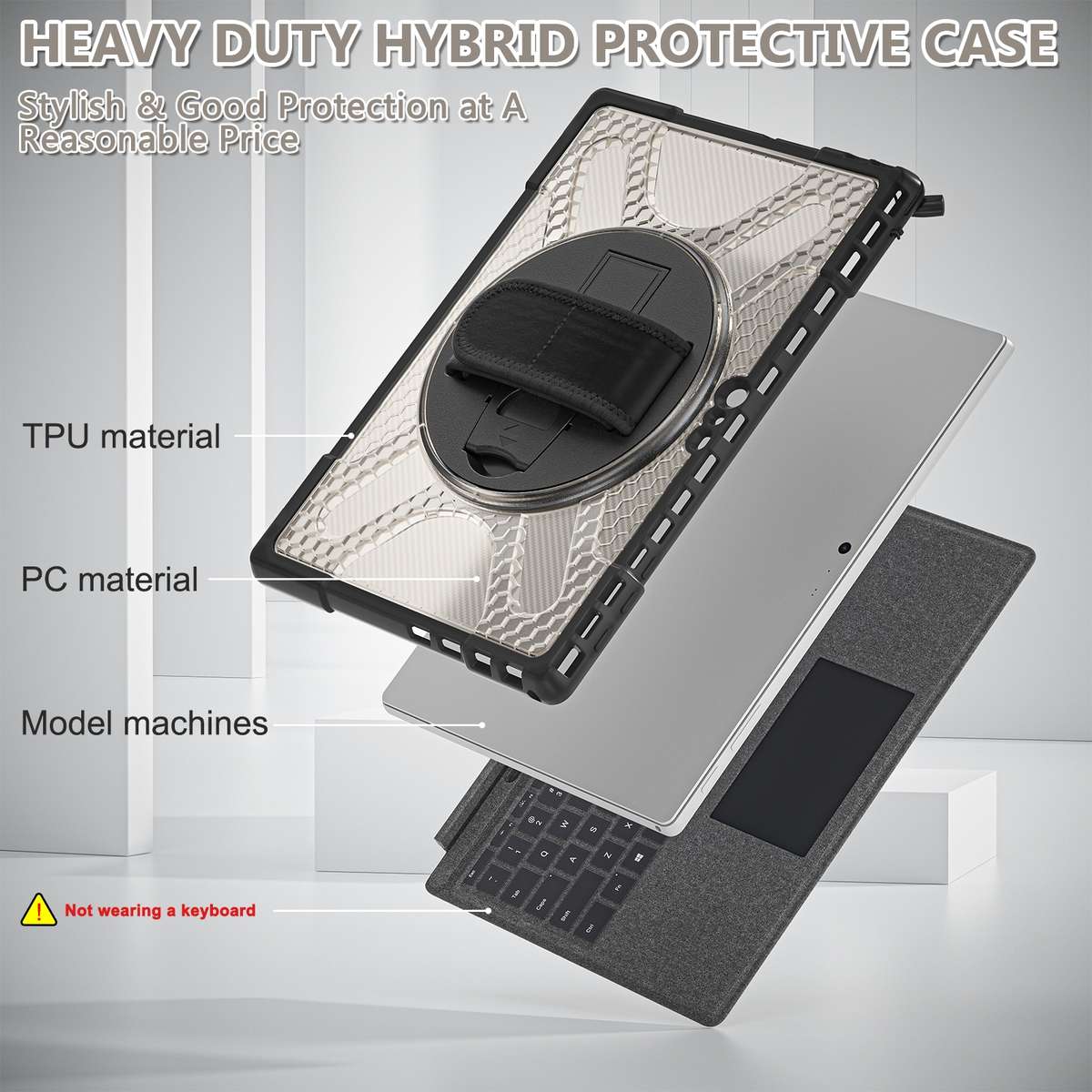 For MicroSoft Surface Pro 4 / 5 / 6 / 7 TPU + PC Tablet Case(Tea Color)