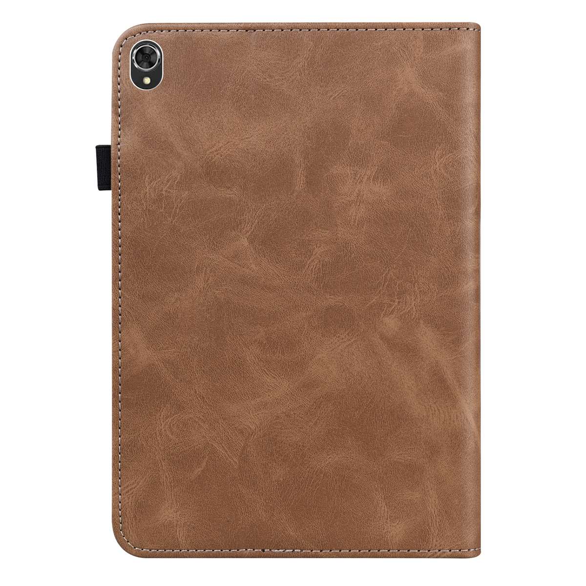For Lenovo Tab K10 / M10 Plus / M10 FHD Plus Solid Color Embossed Striped Leather Case(Brown)