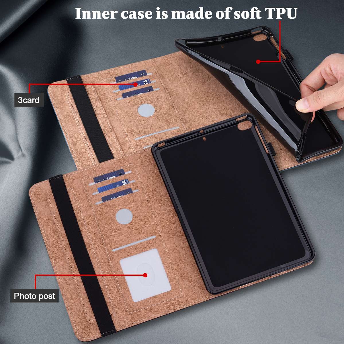 For Lenovo Tab K10 / M10 Plus / M10 FHD Plus Solid Color Embossed Striped Leather Case(Blue)