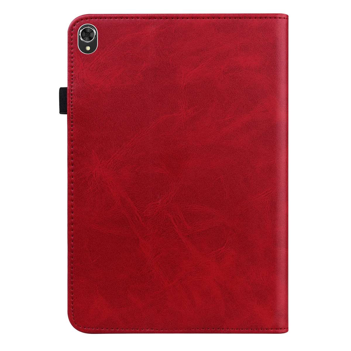 For Lenovo Tab K10 / M10 Plus / M10 FHD Plus Solid Color Embossed Striped Leather Case(Red)