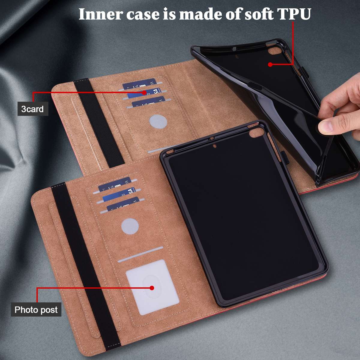 For Lenovo Tab K10 / M10 Plus / M10 FHD Plus Solid Color Embossed Striped Leather Case(Red)