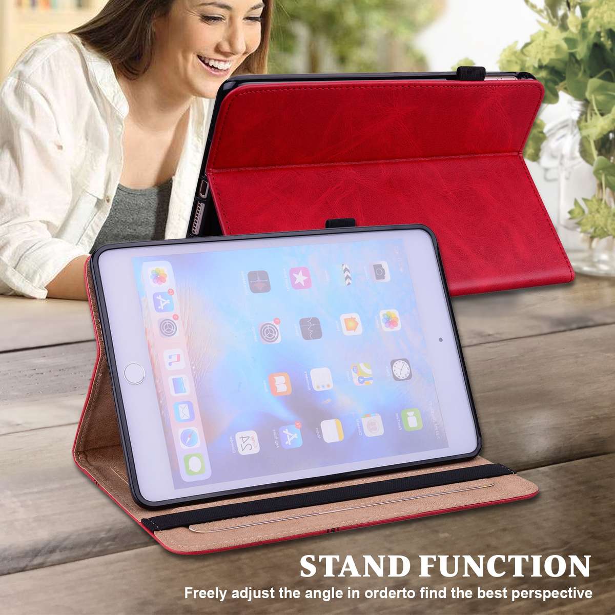 For Lenovo Tab K10 / M10 Plus / M10 FHD Plus Solid Color Embossed Striped Leather Case(Red)