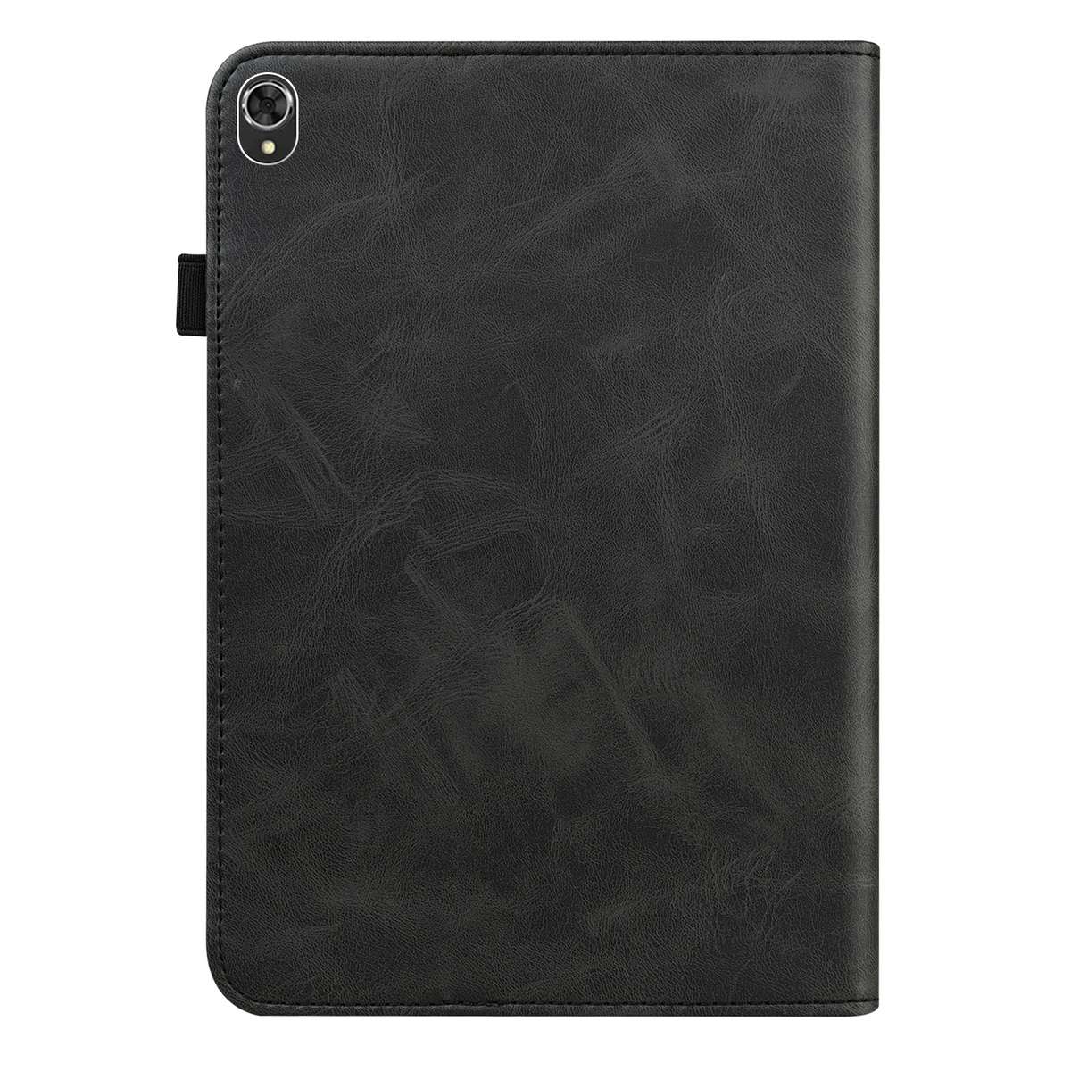 For Lenovo Tab K10 / M10 Plus / M10 FHD Plus Solid Color Embossed Striped Leather Case(Black)