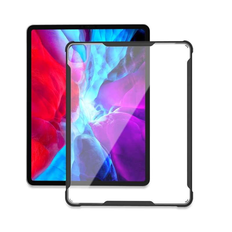 For iPad Pro 12.9 inch 2020 PC+TPU Transparent Shockproof Tablet Case(Black)