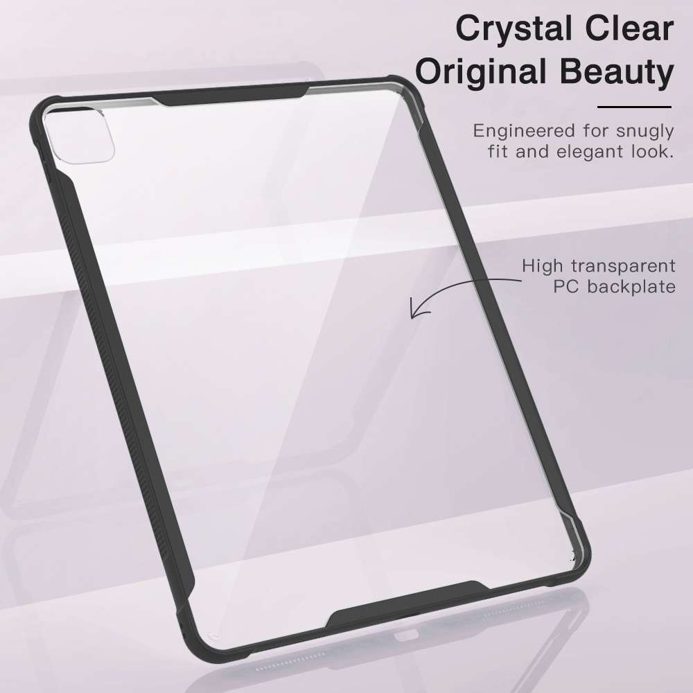 For iPad Pro 12.9 inch 2020 PC+TPU Transparent Shockproof Tablet Case(Black)