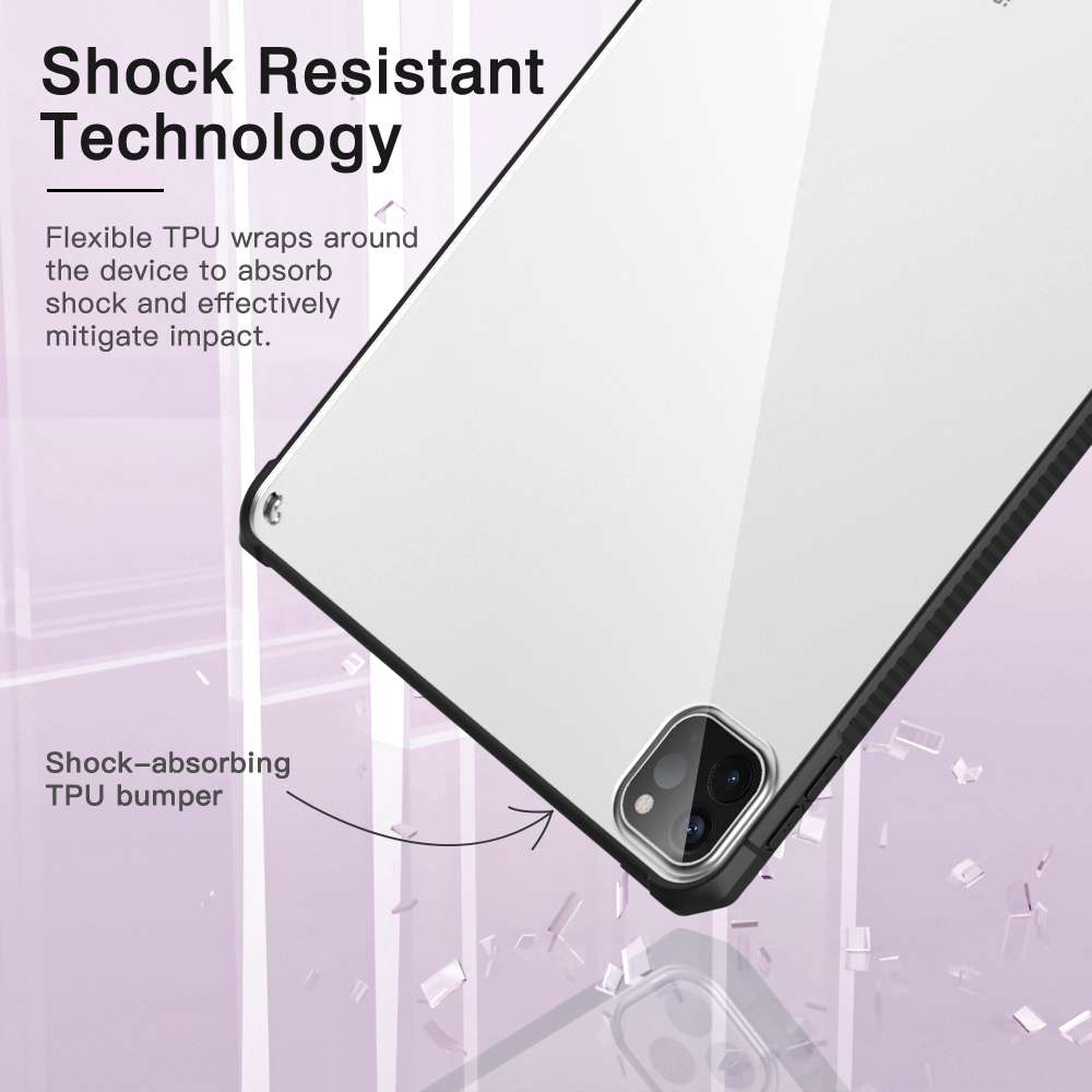 For iPad Pro 12.9 inch 2020 PC+TPU Transparent Shockproof Tablet Case(Black)