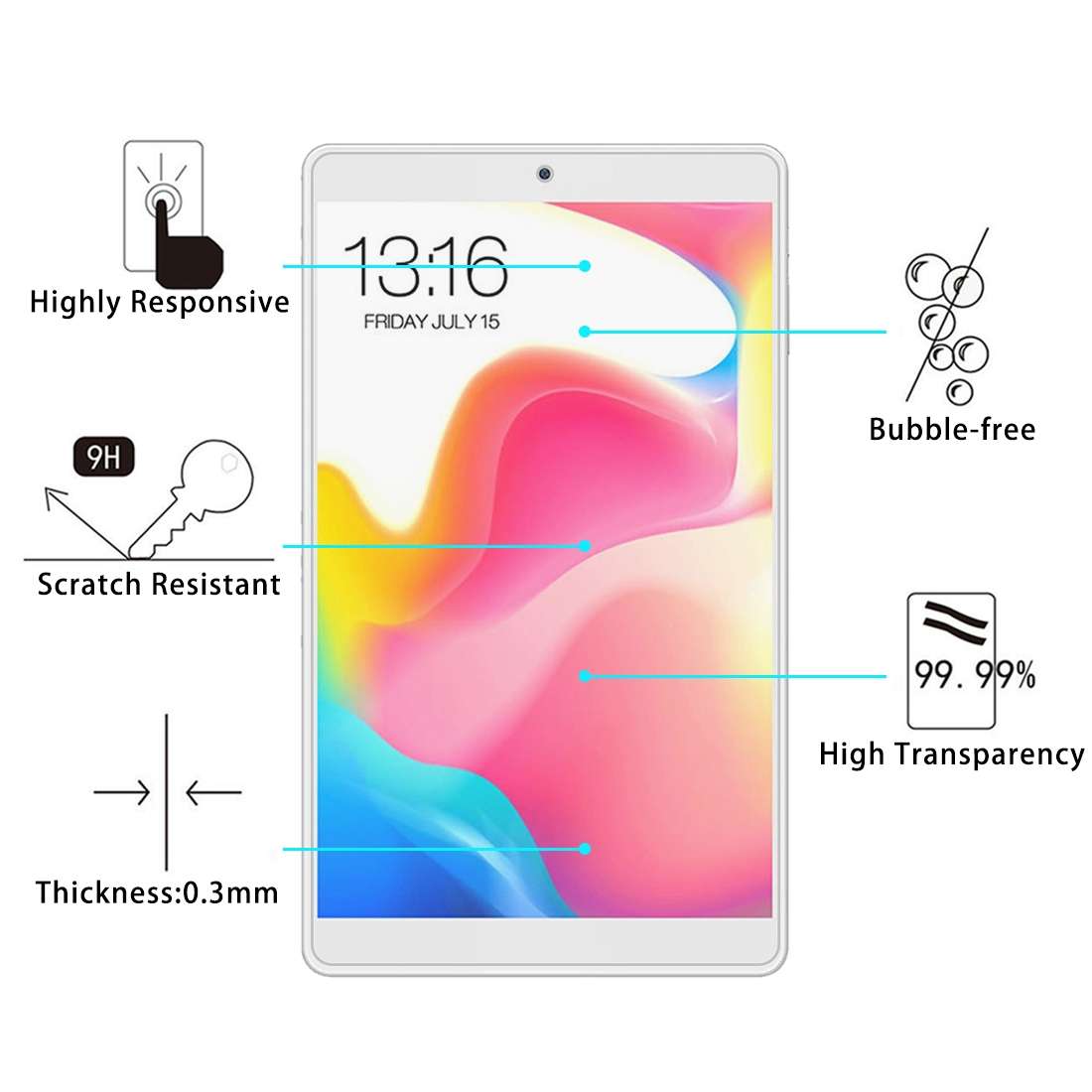2 PCS 9H 2.5D Explosion-proof Tempered Glass Film for Teclast P80 Pro