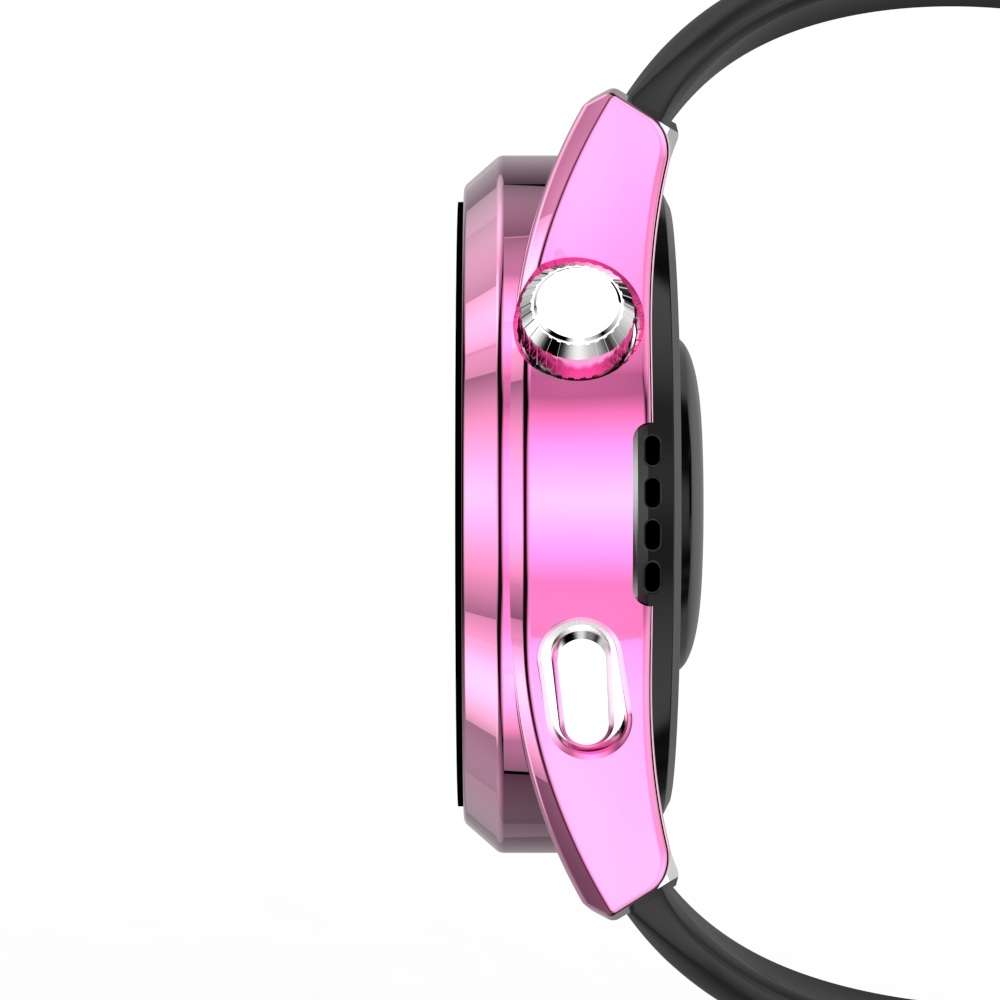 For Huawei Watch 3 Pro Scale Electroplated PC + Tempered Glass Watch Case(Pink)