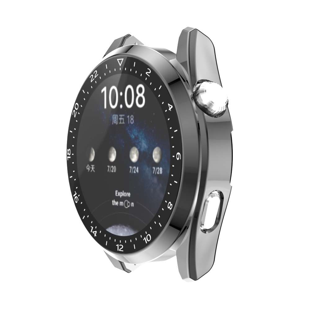For Huawei Watch 3 Pro Scale Electroplated PC + Tempered Glass Watch Case(Grey)
