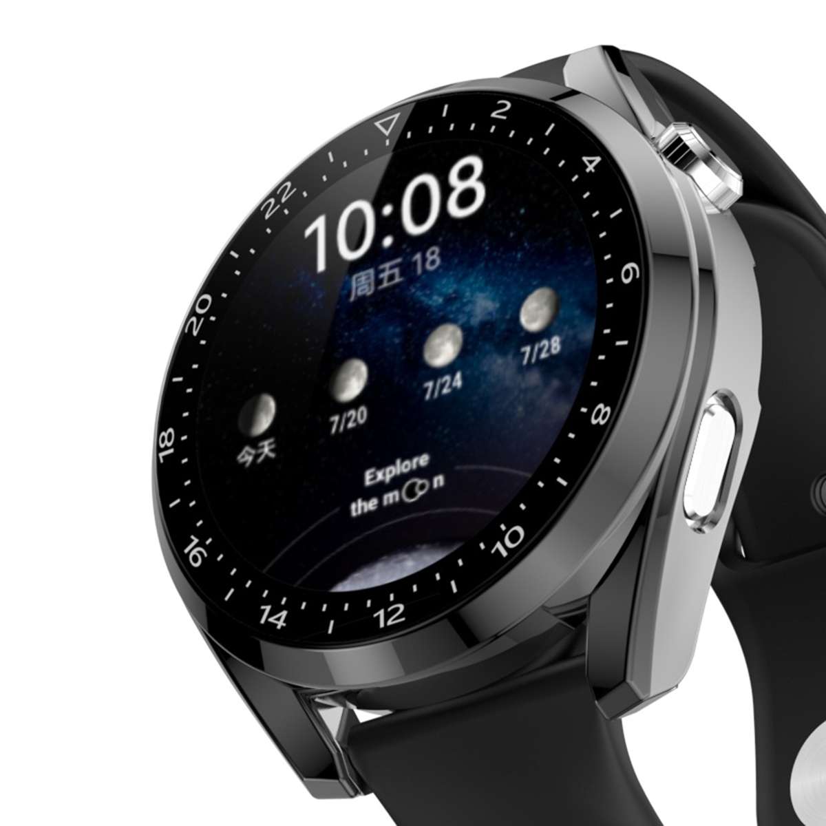 For Huawei Watch 3 Pro Scale Electroplated PC + Tempered Glass Watch Case(Grey)