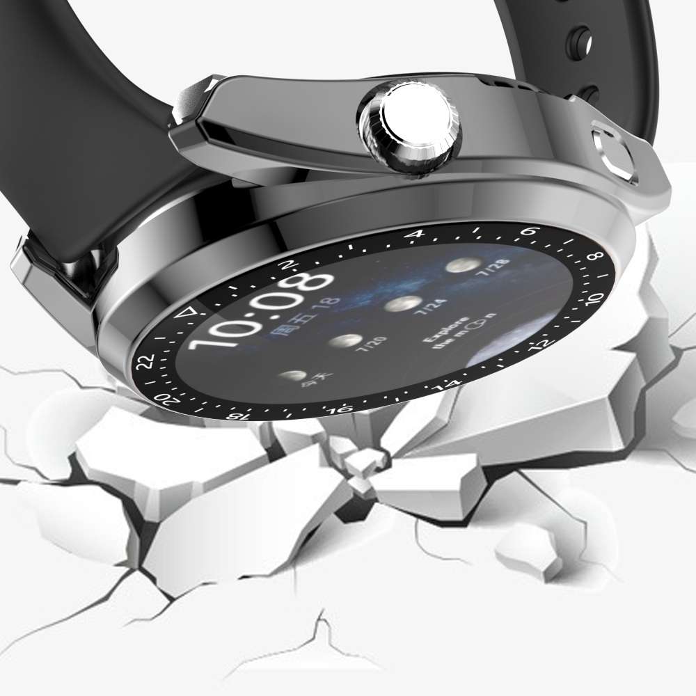 For Huawei Watch 3 Pro Scale Electroplated PC + Tempered Glass Watch Case(Grey)