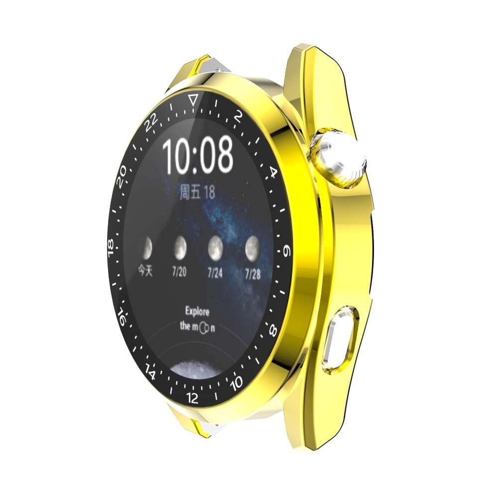 For Huawei Watch 3 Pro Scale Electroplated PC + Tempered Glass Watch Case(Gold)