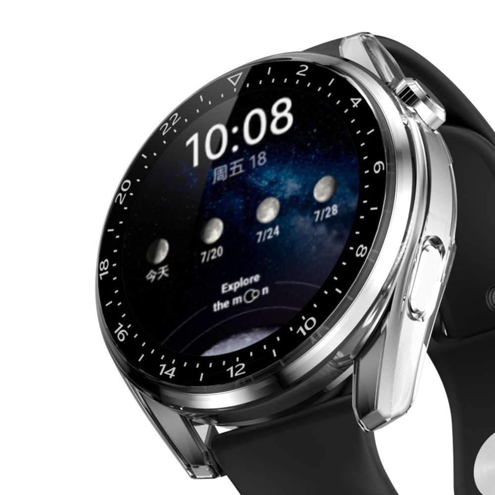 For Huawei Watch 3 Pro Scale Electroplated PC + Tempered Glass Watch Case(Transparent)