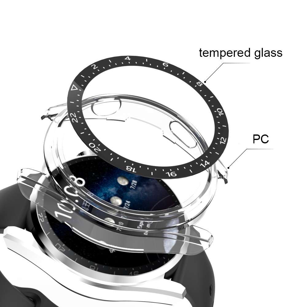 For Huawei Watch 3 Pro Scale Electroplated PC + Tempered Glass Watch Case(Transparent)