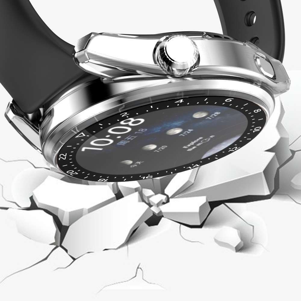 For Huawei Watch 3 Pro Scale Electroplated PC + Tempered Glass Watch Case(Transparent)