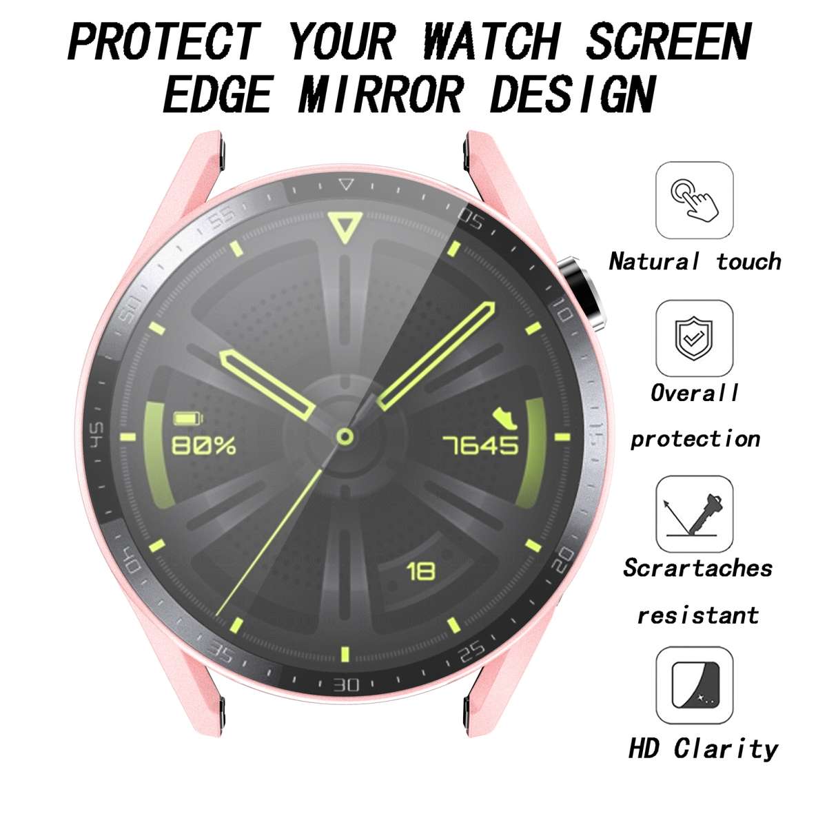 For Huawei Watch GT 3 46mm Scale Frosted PC + Tempered Glass Watch Case(Red)