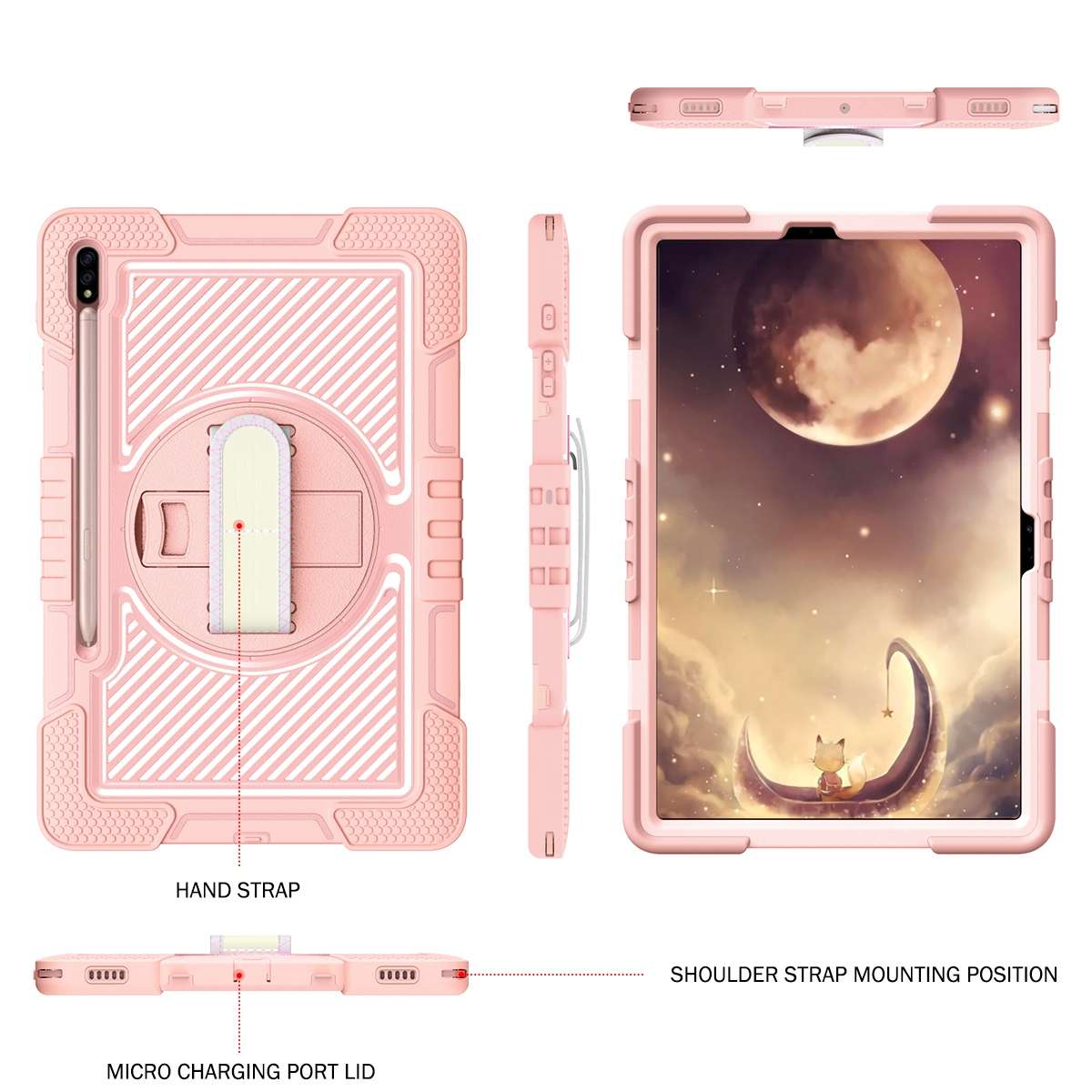 For Samsung Galaxy Tab A7 Lite 360 Degree Rotation Contrast Color Silicone + PC Ta ... (Rose Gold)