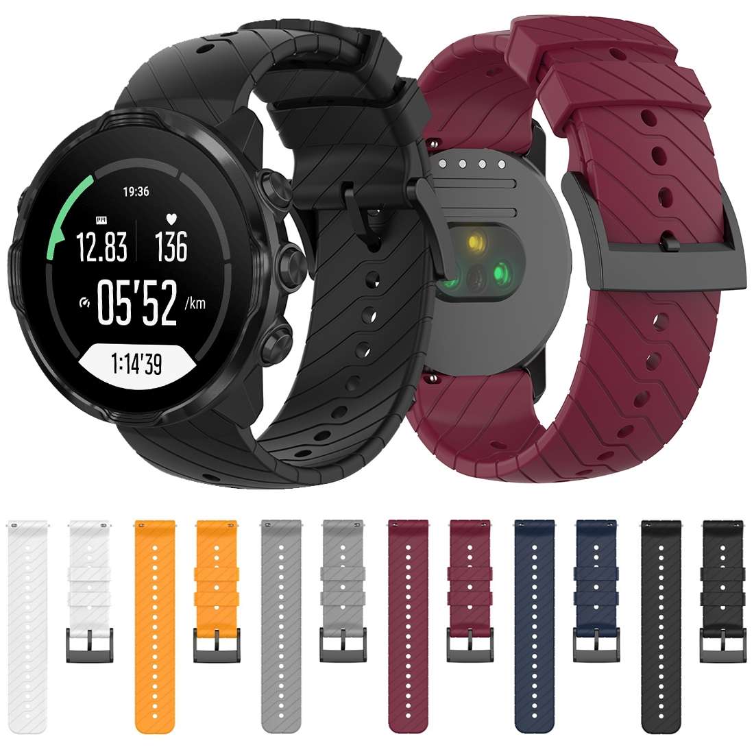 For Suunto 7 Lightning Silicone Watch Band(White)