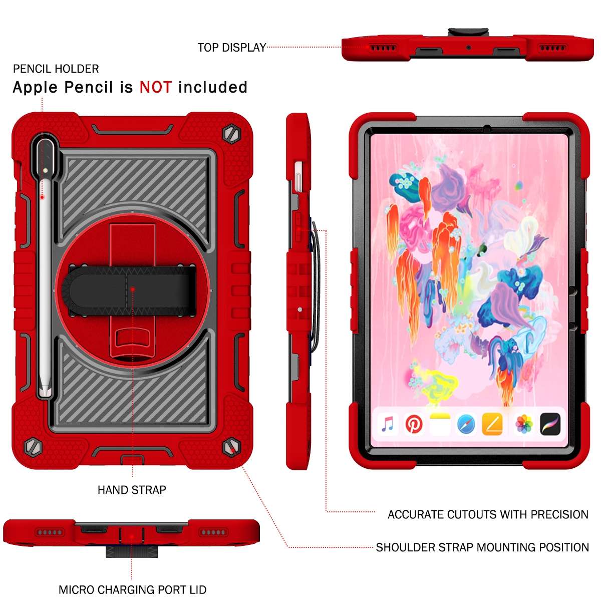 For Samsung Galaxy Tab S7 / S8 360 Degree Rotation Contrast Color Silicone+PC Tabl ... (Red+Black)