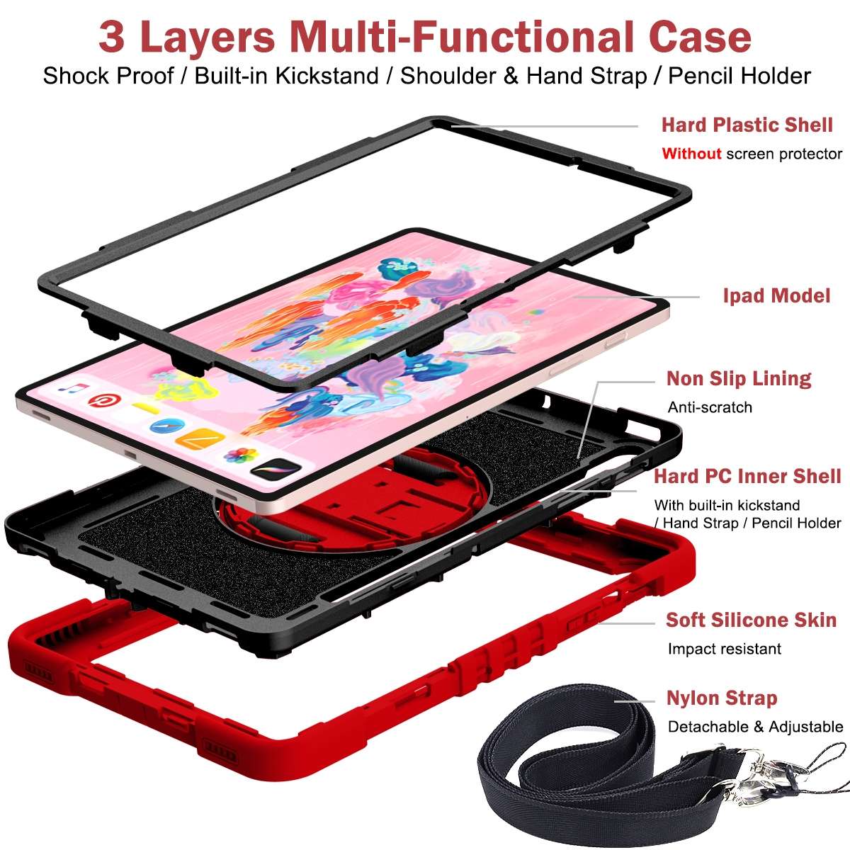 For Samsung Galaxy Tab S7 / S8 360 Degree Rotation Contrast Color Silicone+PC Tabl ... (Red+Black)