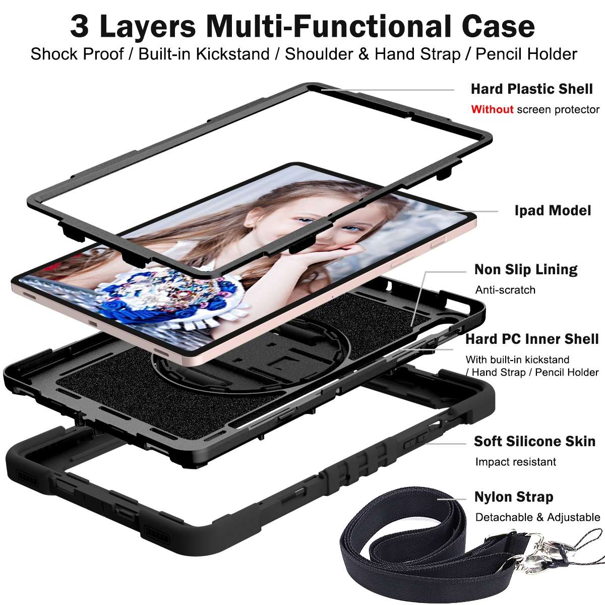 For Samsung Galaxy Tab S7 / S8 360 Degree Rotation Contrast Color Silicone+PC Tablet Case(Black)