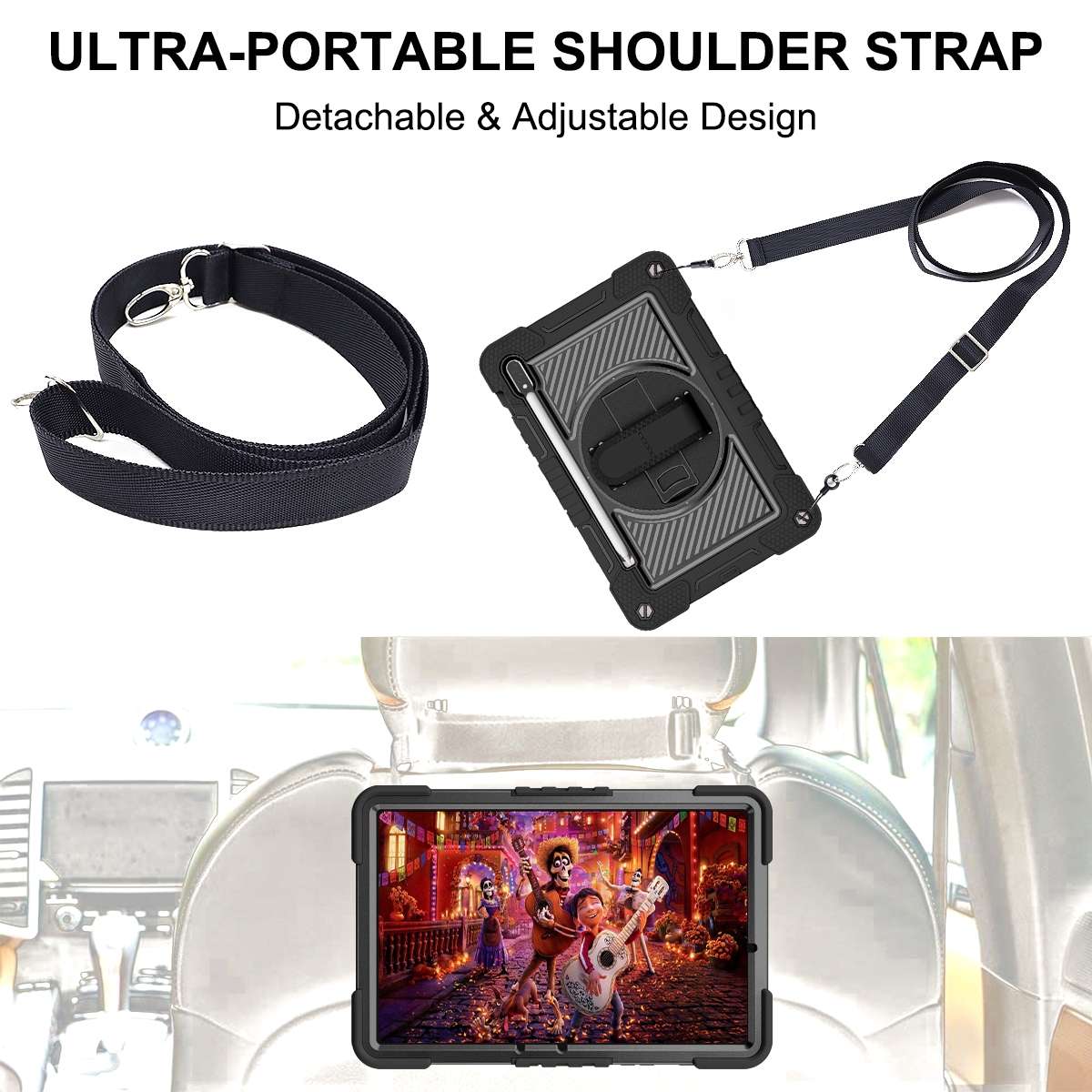 For Samsung Galaxy Tab S7 / S8 360 Degree Rotation Contrast Color Silicone+PC Tablet Case(Black)