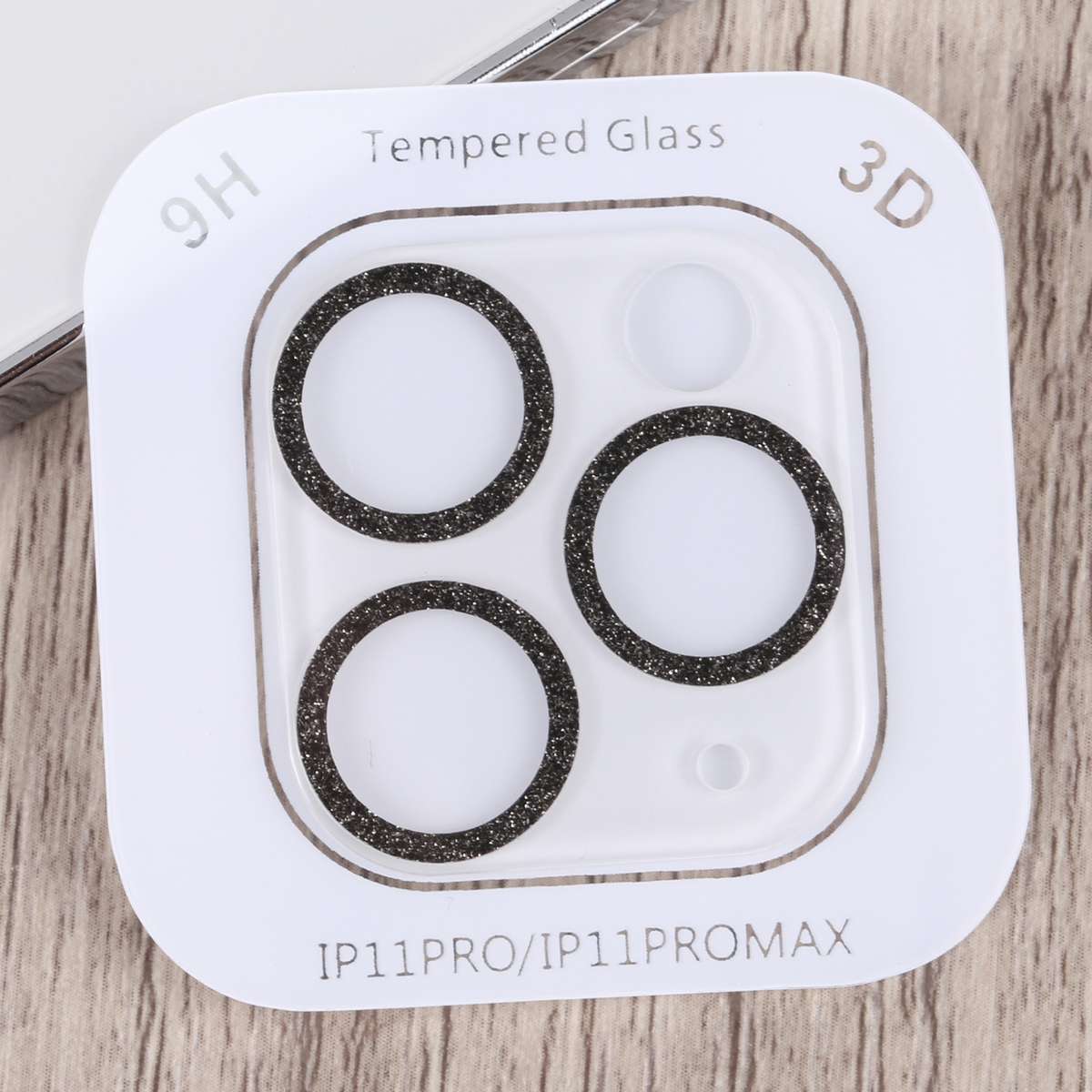 Glitter Ring Tempered Glass Camera Lens Film For iPhone 11 Pro / 11 Pro Max(Black)