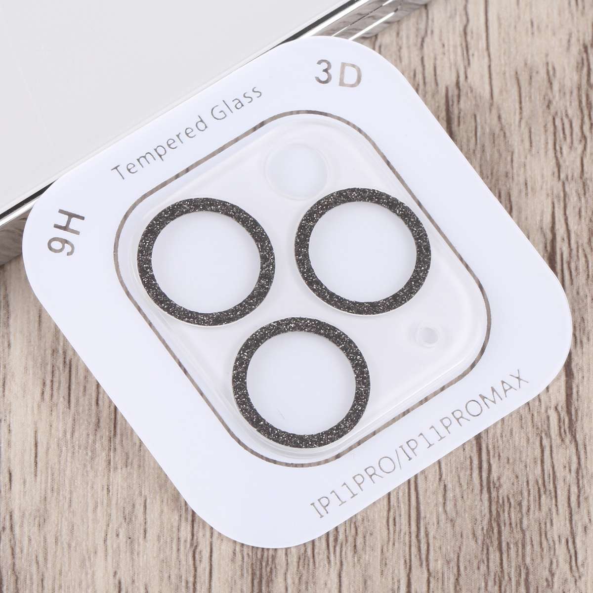 Glitter Ring Tempered Glass Camera Lens Film For iPhone 11 Pro / 11 Pro Max(Black)