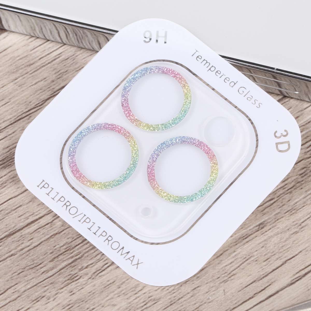 Glitter Ring Tempered Glass Camera Lens Film For iPhone 11 Pro / 11 Pro Max(Colorful)