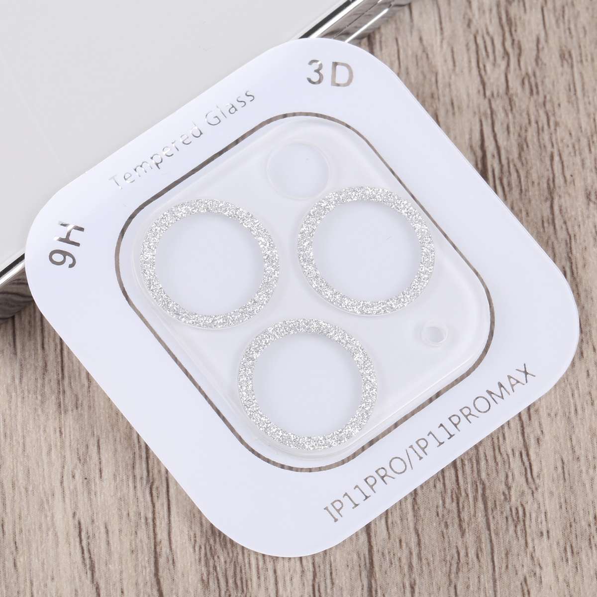Glitter Ring Tempered Glass Camera Lens Film For iPhone 11 Pro / 11 Pro Max(Silver)