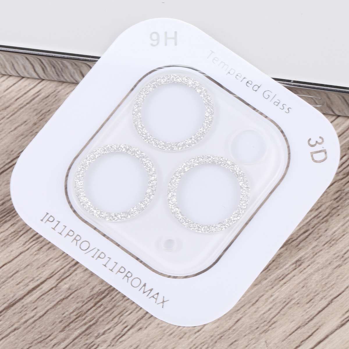 Glitter Ring Tempered Glass Camera Lens Film For iPhone 11 Pro / 11 Pro Max(Silver)
