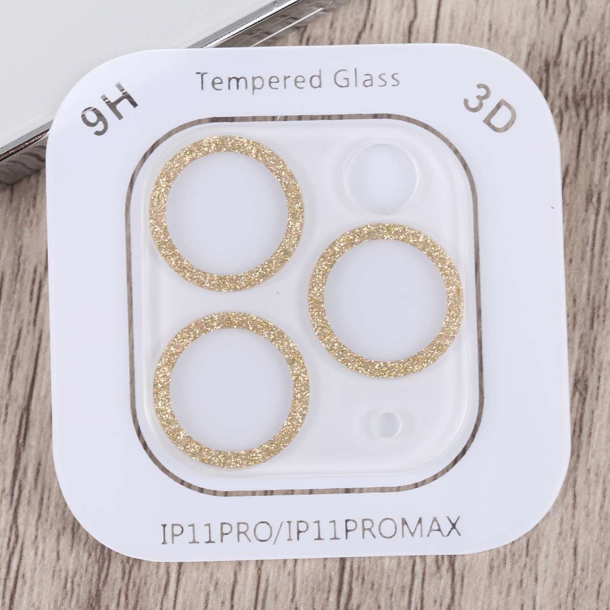 Glitter Ring Tempered Glass Camera Lens Film For iPhone 11 Pro / 11 Pro Max(Gold)