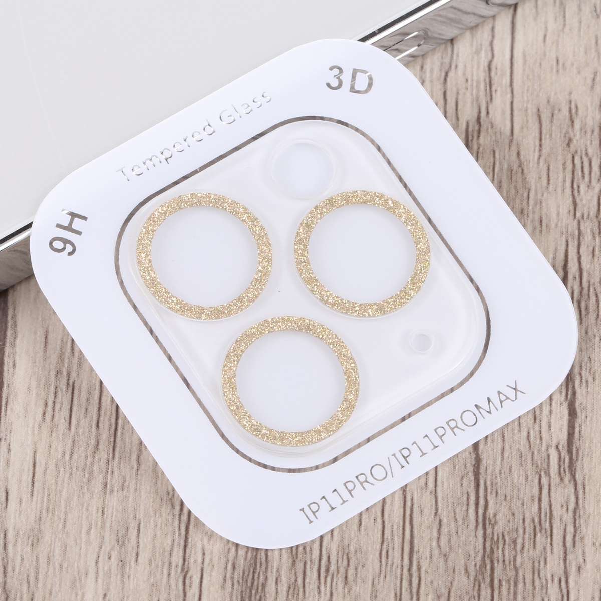 Glitter Ring Tempered Glass Camera Lens Film For iPhone 11 Pro / 11 Pro Max(Gold)
