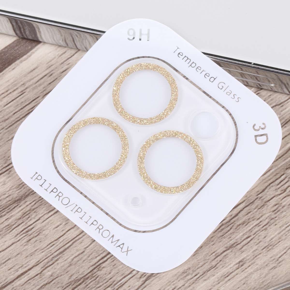 Glitter Ring Tempered Glass Camera Lens Film For iPhone 11 Pro / 11 Pro Max(Gold)