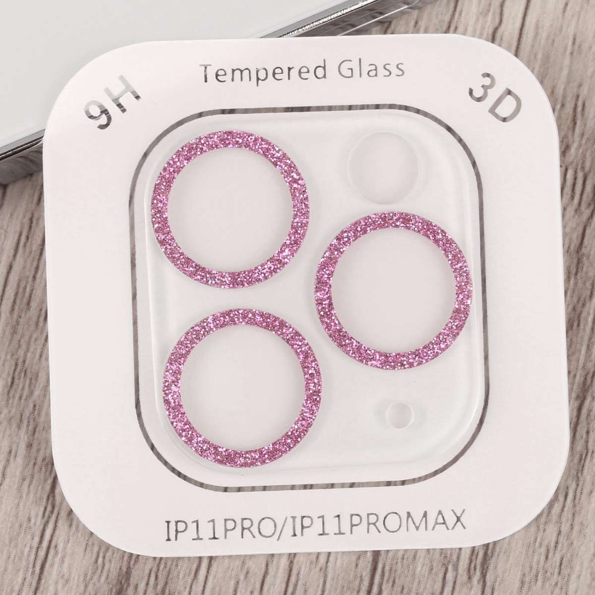 Glitter Ring Tempered Glass Camera Lens Film For iPhone 11 Pro / 11 Pro Max(Pink)