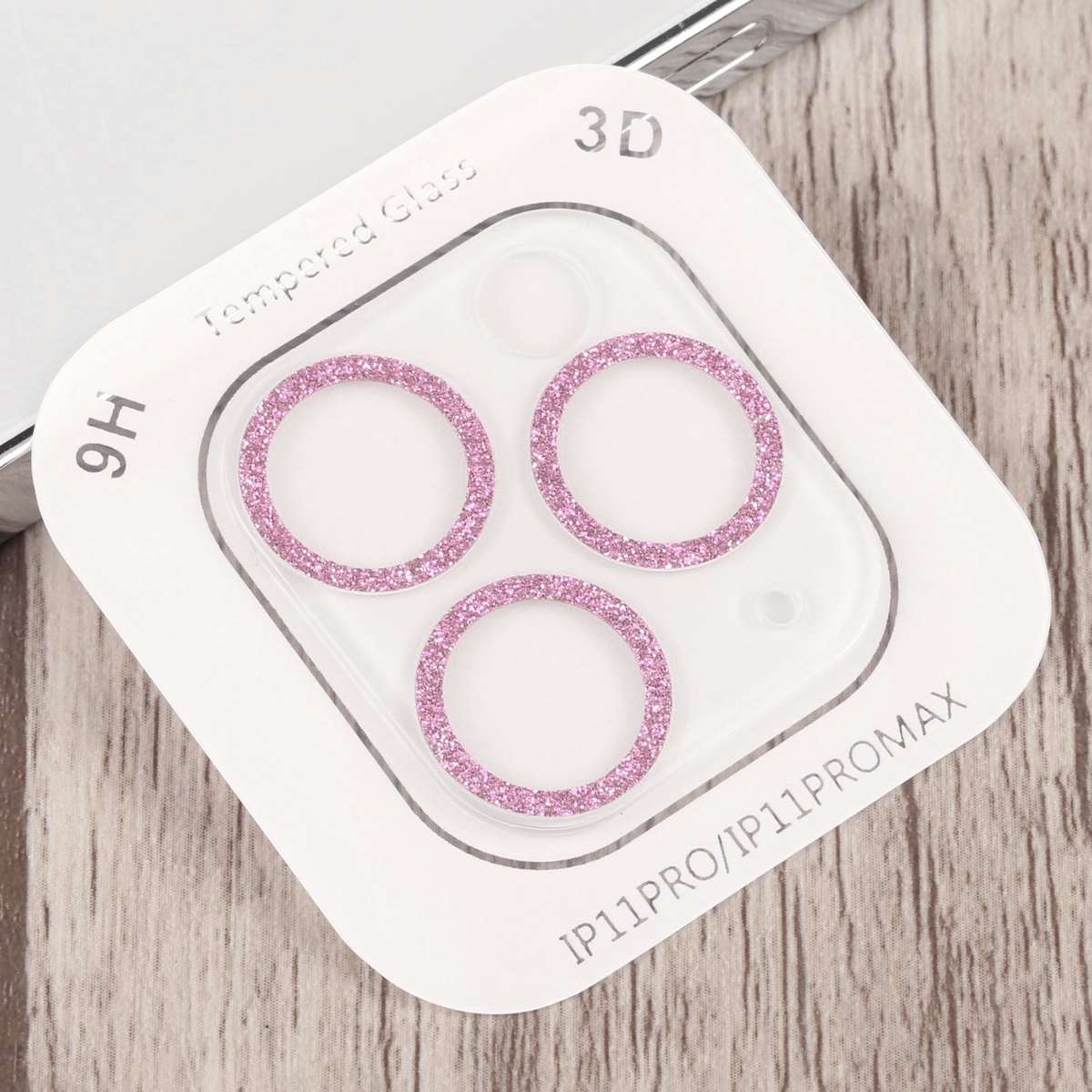 Glitter Ring Tempered Glass Camera Lens Film For iPhone 11 Pro / 11 Pro Max(Pink)