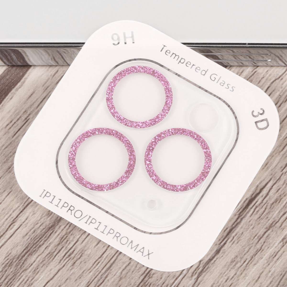 Glitter Ring Tempered Glass Camera Lens Film For iPhone 11 Pro / 11 Pro Max(Pink)