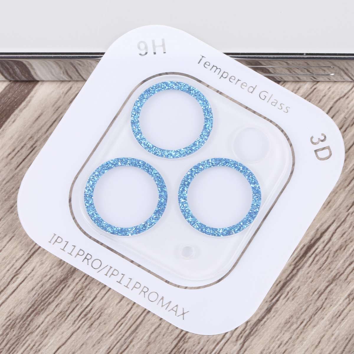 Glitter Ring Tempered Glass Camera Lens Film For iPhone 11 Pro / 11 Pro Max(Blue)