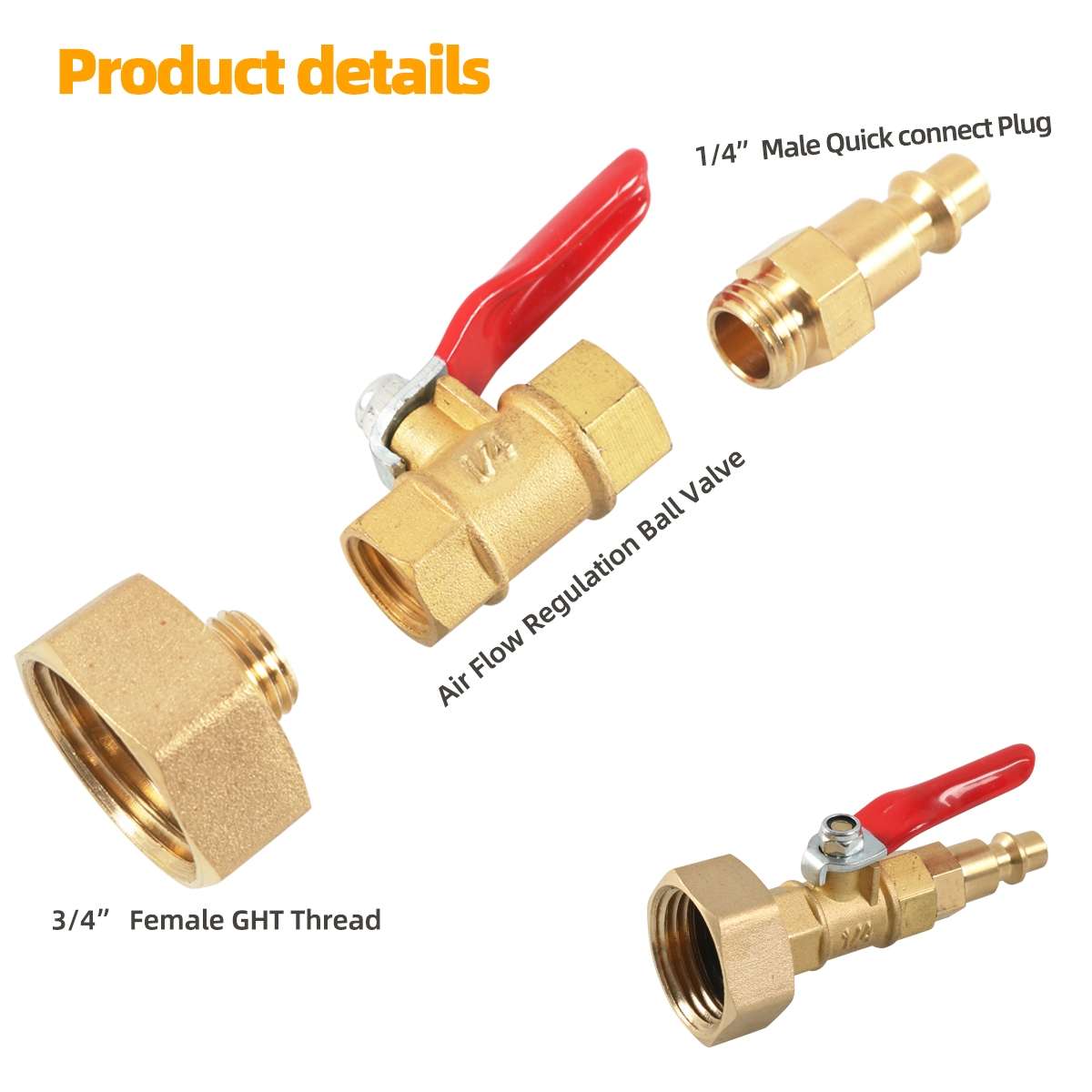 A6862 RV Female Thread 1/4 Drain Fitting Adapter with Storage Bag