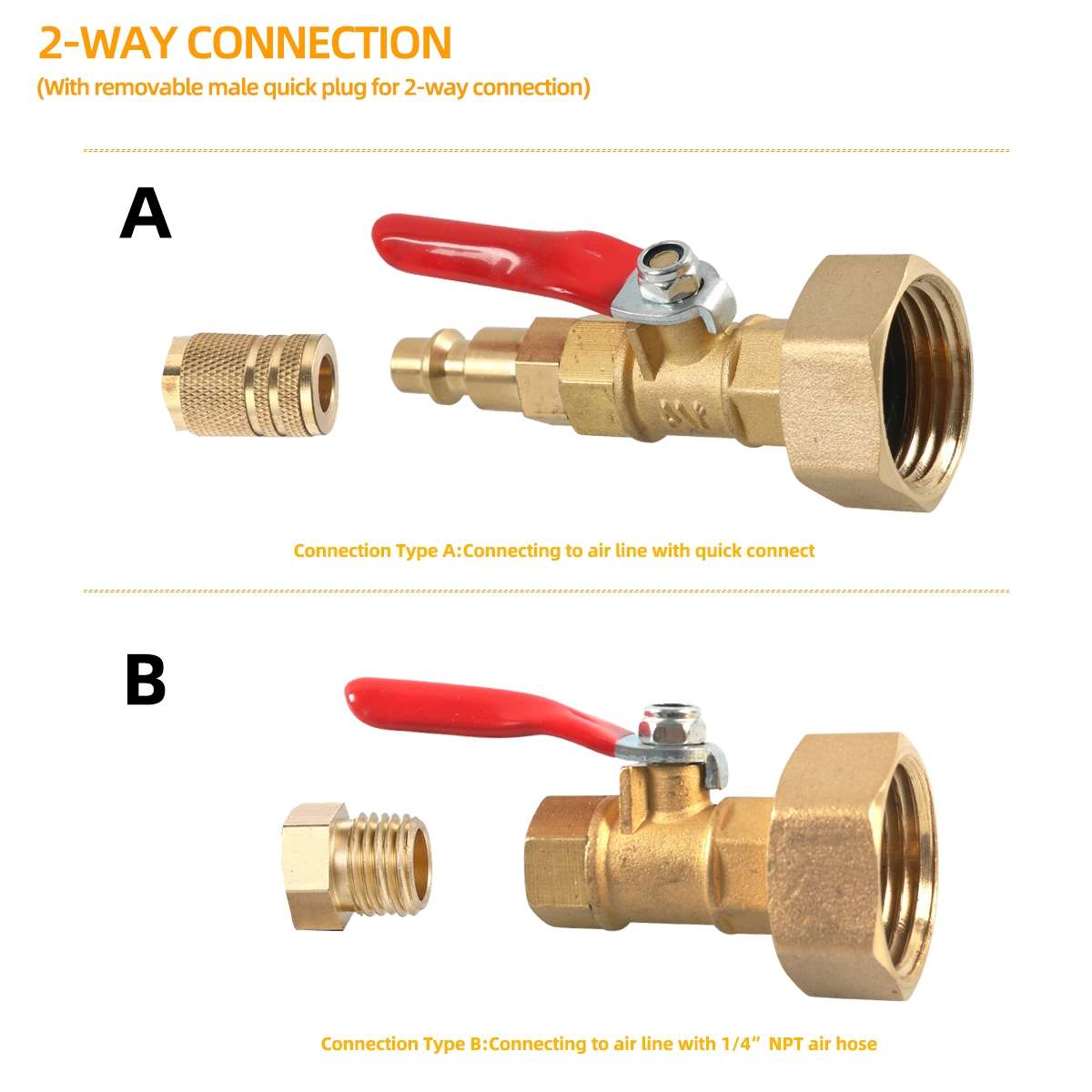 A6862 RV Female Thread 1/4 Drain Fitting Adapter with Storage Bag