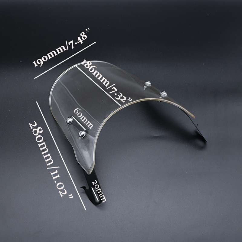 XRL-456120 Motorcycle 5-7 inch Headlight Retro Windshield(Black)