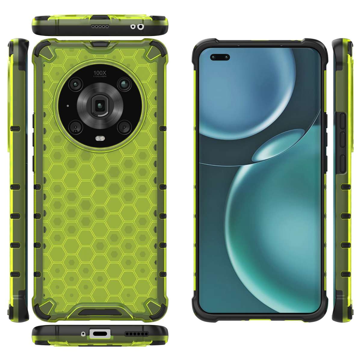 For Honor Magic4 Pro Shockproof Honeycomb PC + TPU Phone Case(Green)