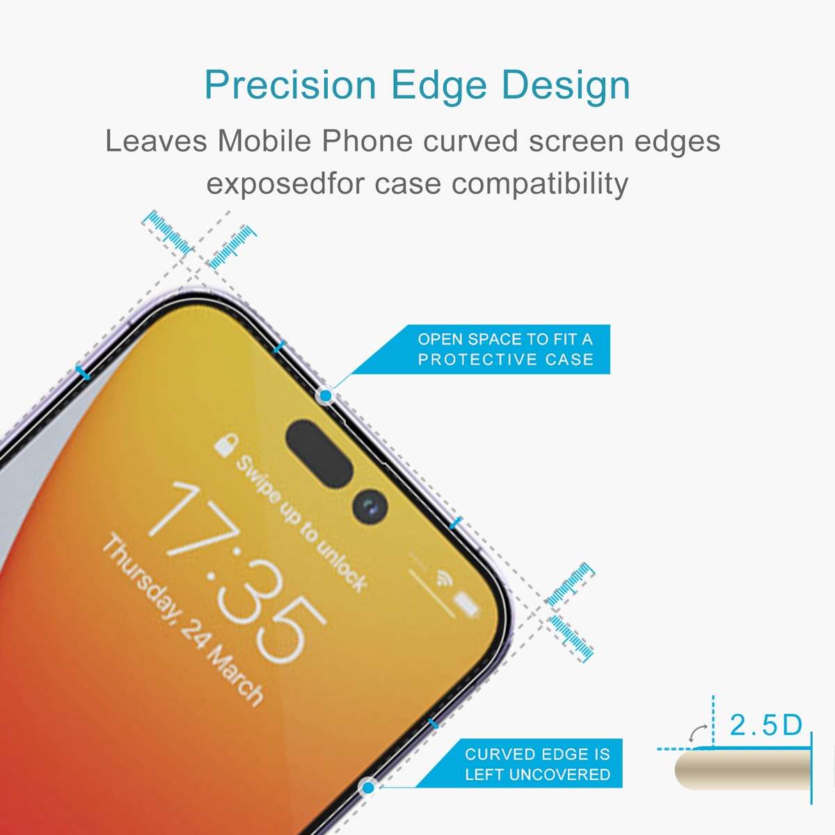 For iPhone 14 Pro 50pcs 0.26mm 9H 2.5D Tempered Glass Film