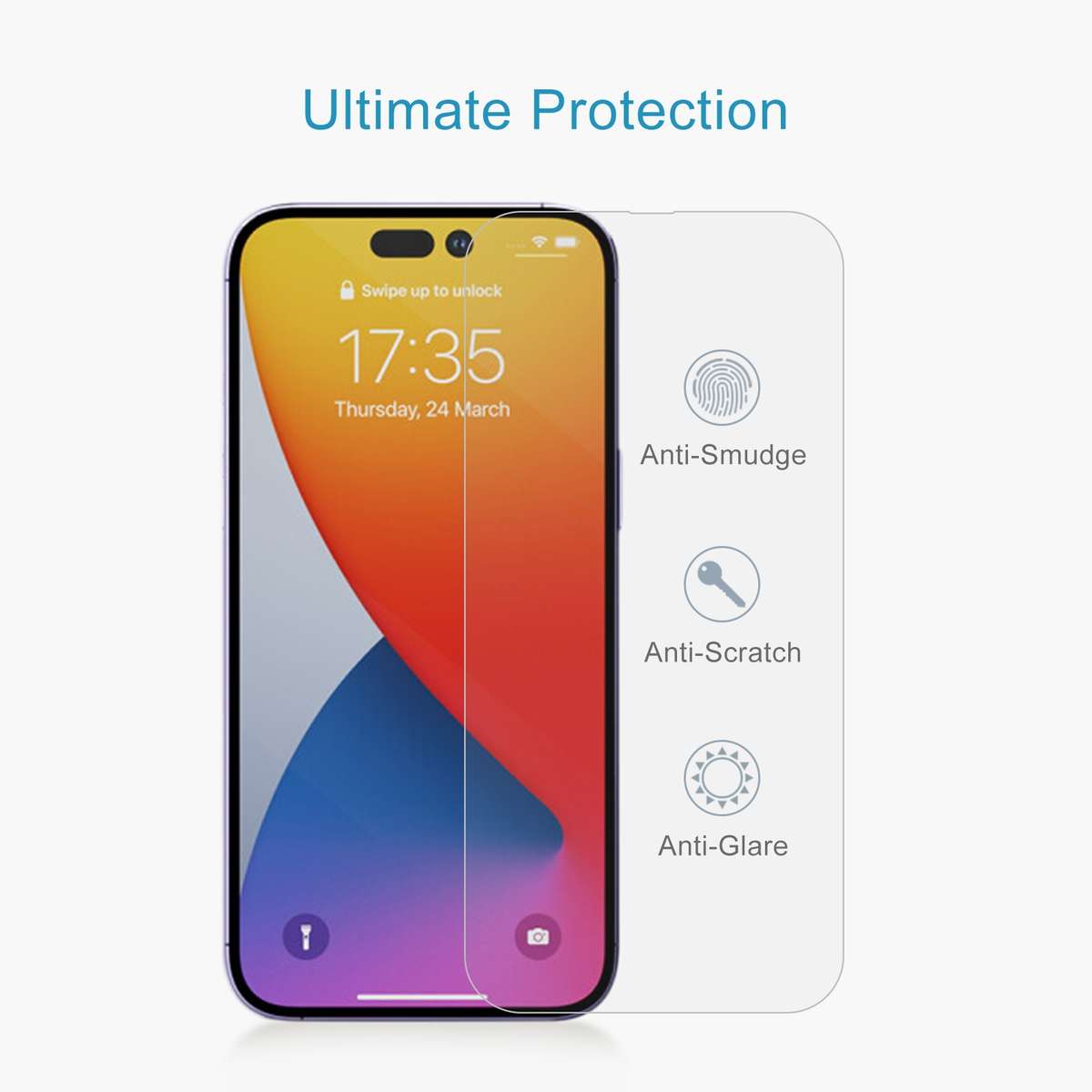 For iPhone 14 Pro 50pcs 0.26mm 9H 2.5D Tempered Glass Film