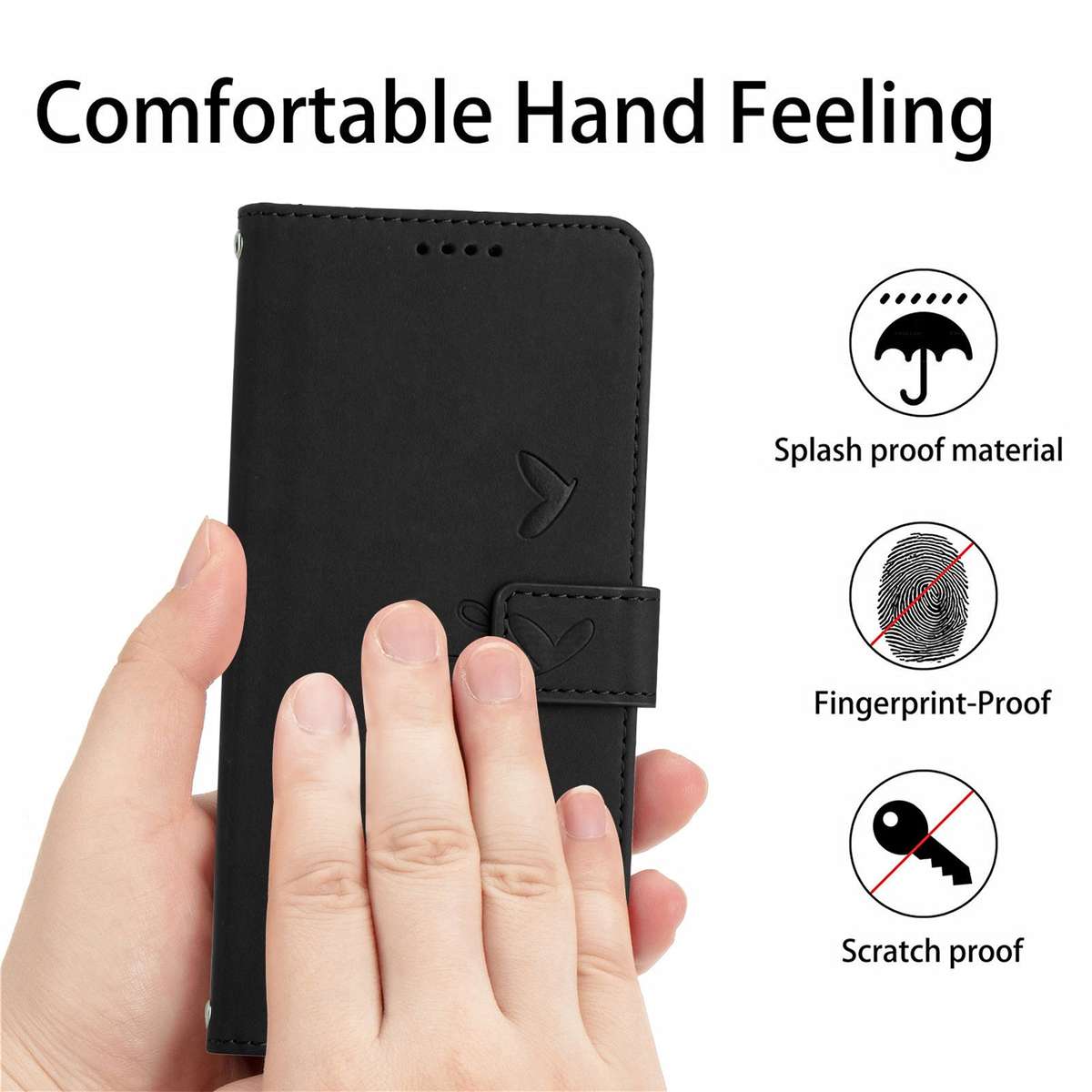 For Tecno Camon 17 Pro/Camon 17P Skin Feel Heart Pattern Leather Phone Case(Black)