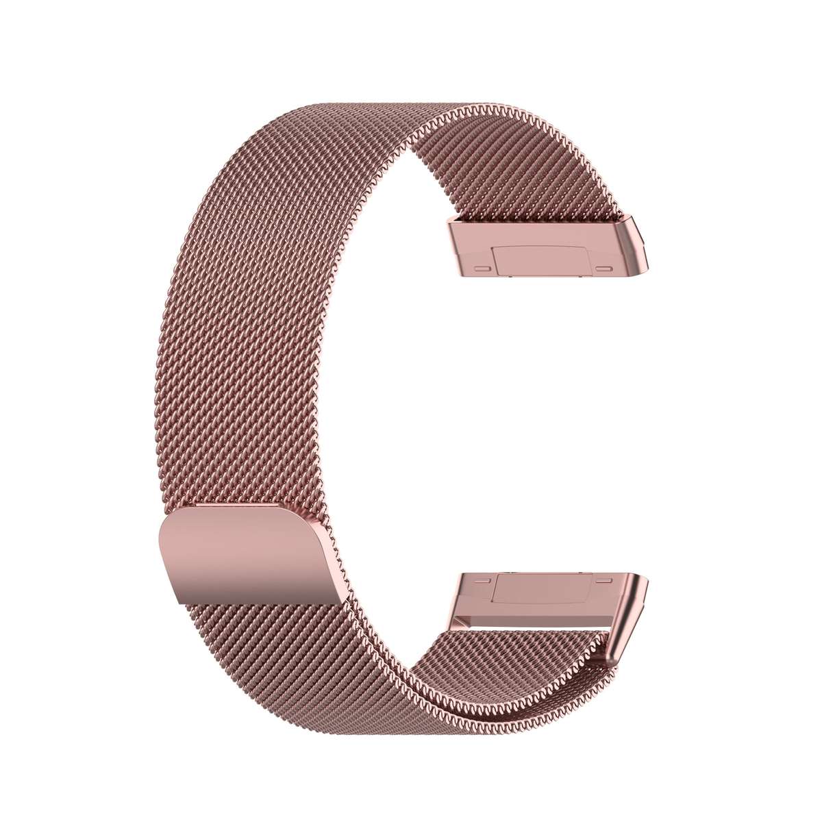 For Fitbit Versa 4 / 3 Milanese Magnetic Metal Weave Watchband, Large Size (Pink)