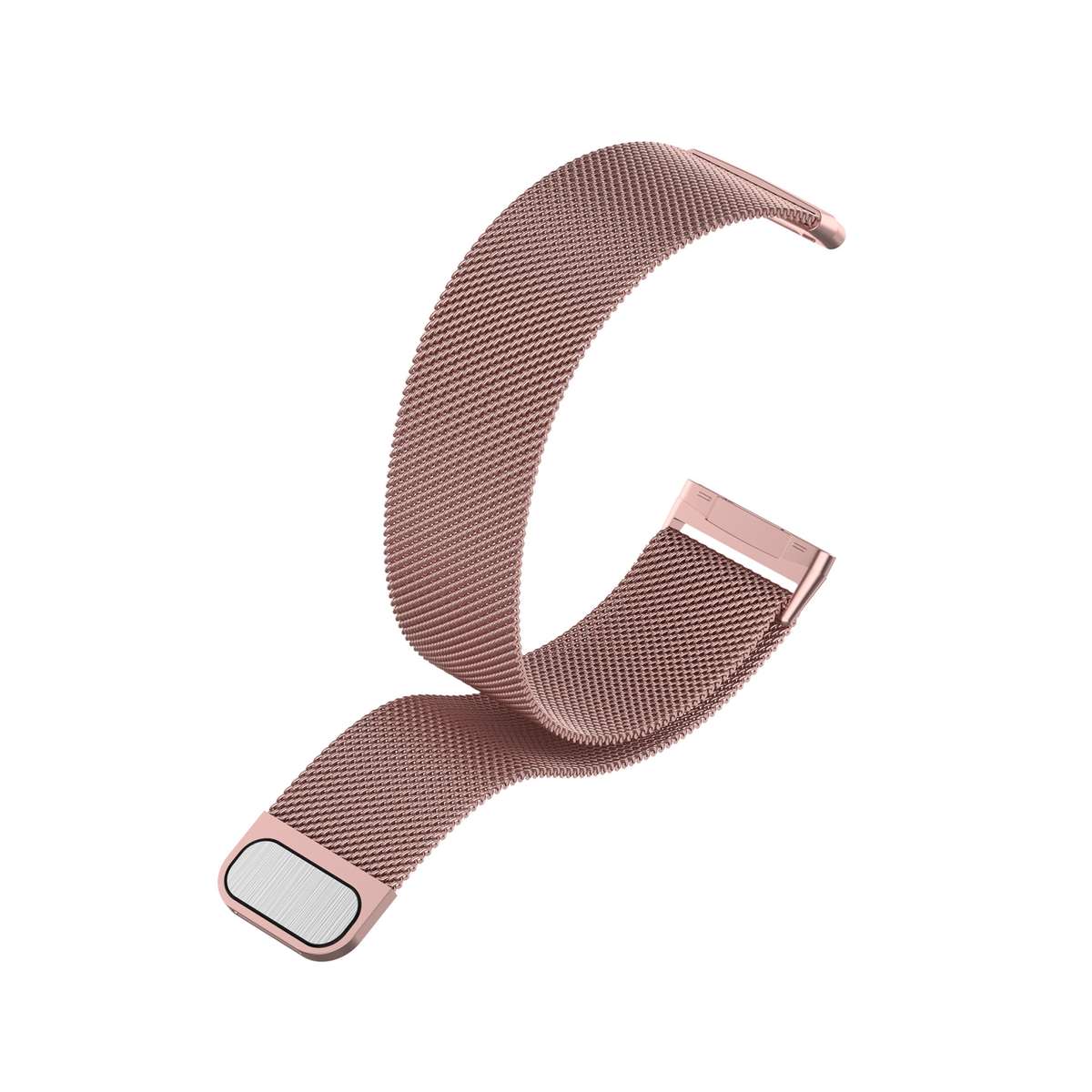 For Fitbit Versa 4 / 3 Milanese Magnetic Metal Weave Watchband, Large Size (Pink)