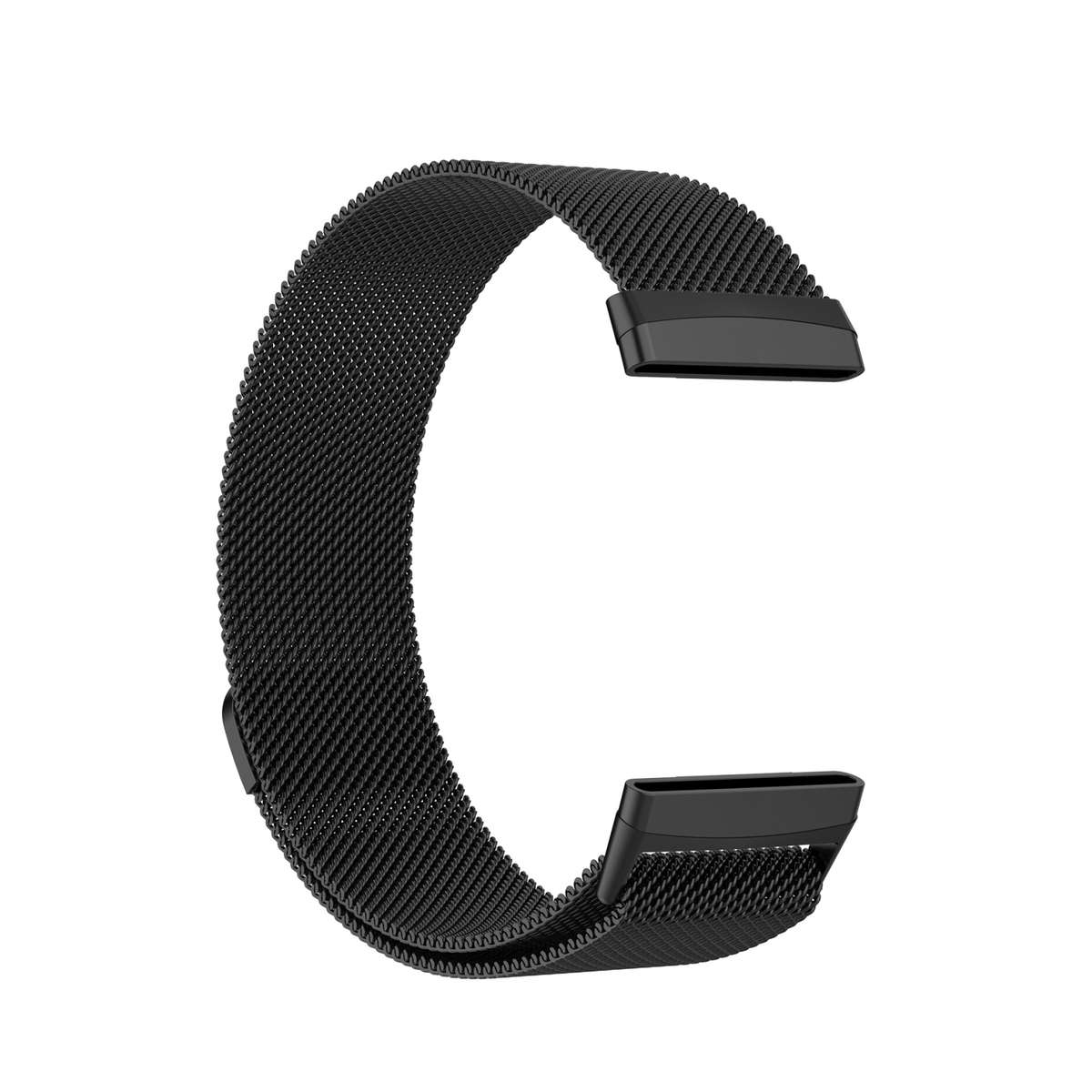 For Fitbit Versa 4 / 3 Milanese Magnetic Metal Weave Watchband, Large Size (Black)