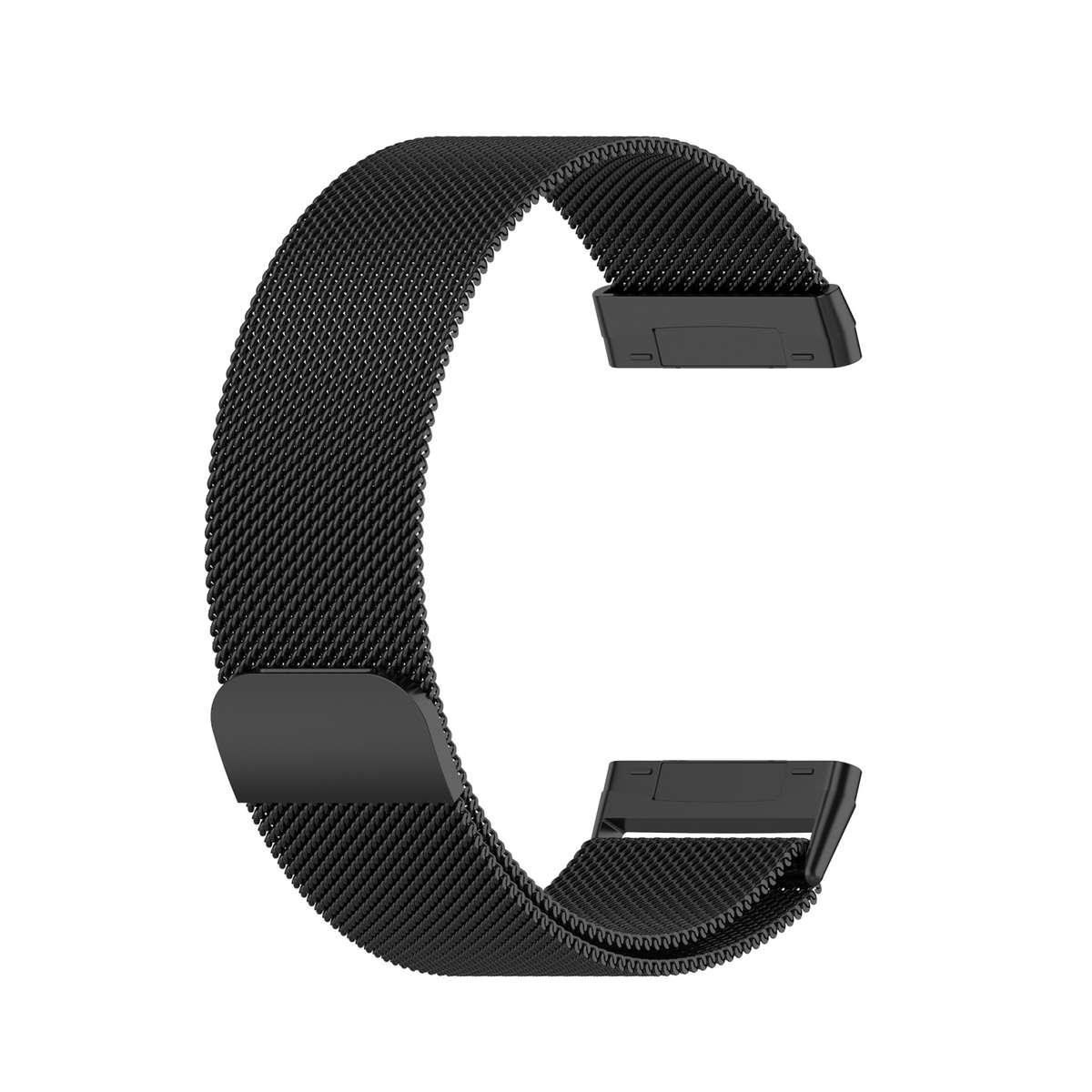 For Fitbit Versa 4 / 3 Milanese Magnetic Metal Weave Watchband, Large Size (Black)