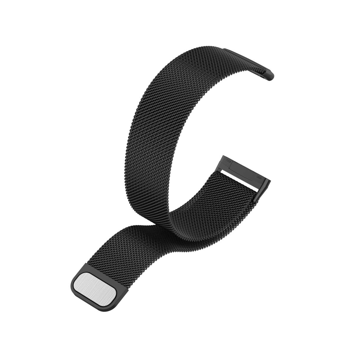 For Fitbit Versa 4 / 3 Milanese Magnetic Metal Weave Watchband, Large Size (Black)